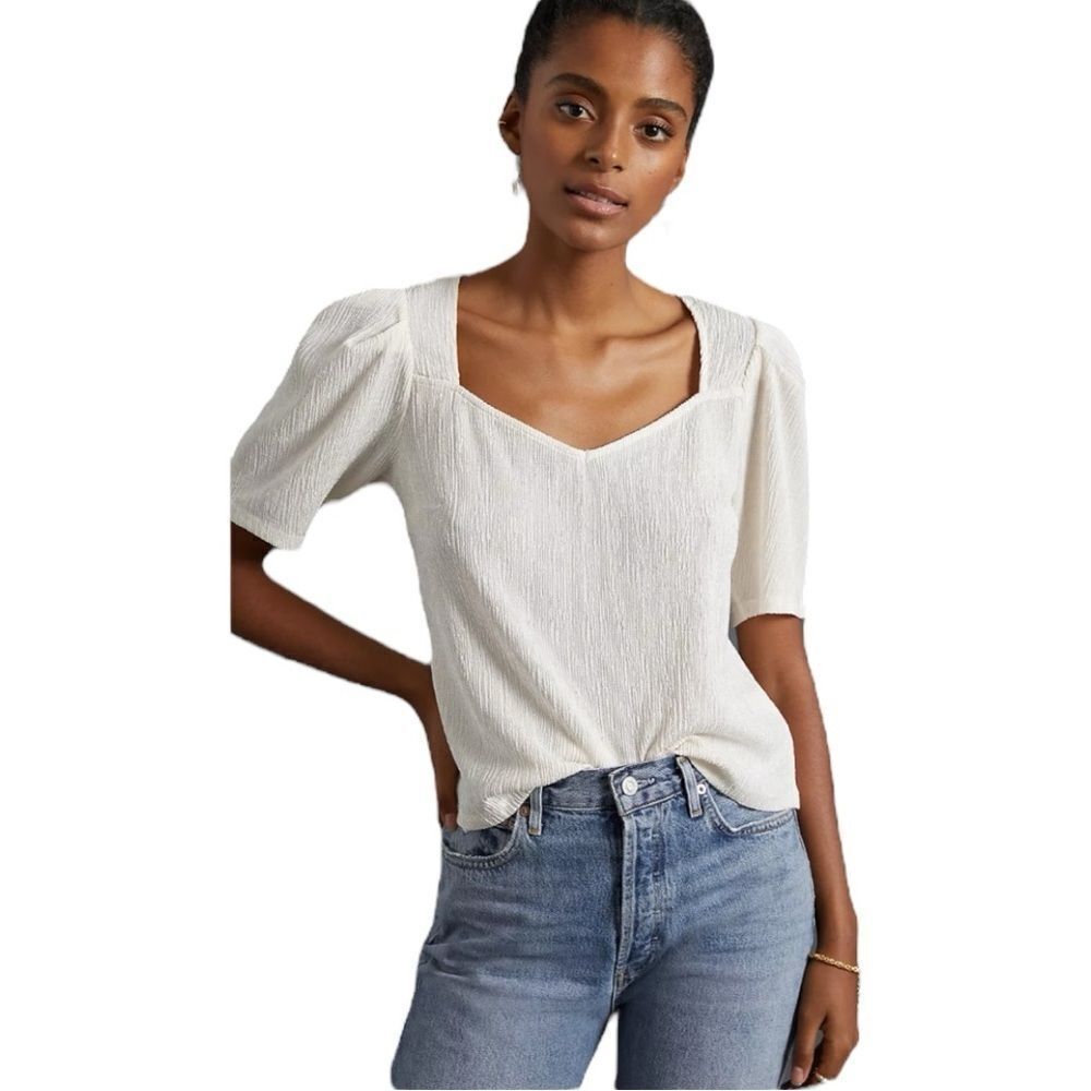 Anthropologie Sunday in Brooklyn Bow Back Puff Sleeve Top Large